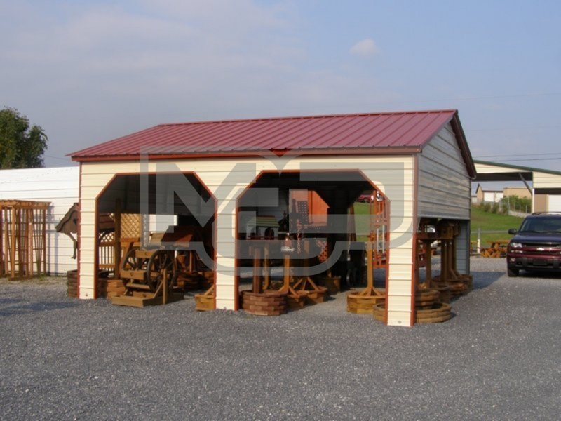 Carport | Vertical Roof | 22W x 26L x 8H | 2 Extended Gables | Side Entry Carport | Vertical Roof | 22W x 26L x 8H | 2 Extended Gables | Side Entry